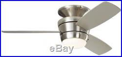 44-in Brush Nickel Led Indoor Flush Mount Ceiling Fan Light Kit Remote (3-Blade)