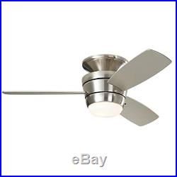 44-in Brushed Nickel Flush Mount Indoor 3-Blade Ceiling Fan Light Kit and Remote