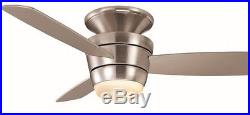 44-in Brushed Nickel Flush Mount Indoor Ceiling Fan 3-Blade with Light Kit Remote