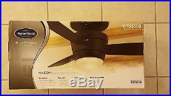 44-in Matte Black Flush Mount Indoor Ceiling Fan with Light Kit and Remote