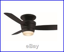 44-in Matte Black Flush Mount Indoor Ceiling Fan with Light Kit and Remote