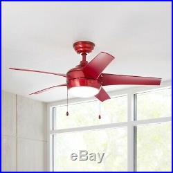 44 in. Smart Ceiling Fan with LED Light Kit and WINK Hub Remote Control, Red