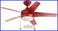 44 in. Smart Ceiling Fan with LED Light Kit and WINK Hub Remote Control, Red