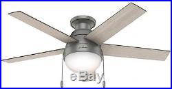 46 Ceiling Fan Light Kit Indoor Flush Mount 5 Blade Remote Control Matte Silver