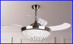 46 in Ceiling Fan with Crystal Chandelier LED Light Kit and 4 Retractable Blades