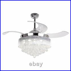 46 in. LED Indoor Chrome Retractable Ceiling Fan with Light Kit Remote Control