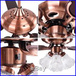 48 5 Blades Ceiling Fan with Light Kit Antique Copper Reversible Remote Control