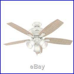 48 Fresh White Finish LED Indoor/Outdoor Ceiling Fan with Light Kit