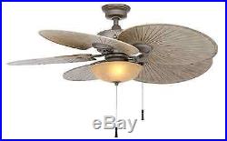 48 In. Outdoor Palm Blade Ceiling Fan Tropical Style Bowl Light Kit All-Weather