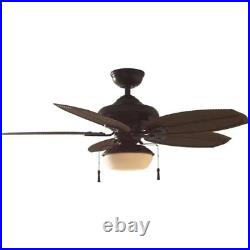 48 Inch LED Indoor Outdoor Natural Iron Ceiling Fan Light Kit Tropical Look NEW