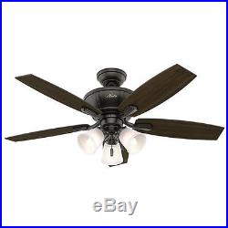 48 Noble Bronze 3 Light Indoor Ceiling Fan with Light Kit Reversible Blades