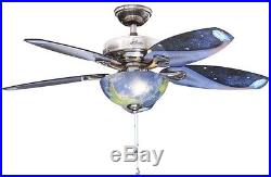48 in. Indoor 5-Blade Kids Ceiling Fan with Light Kit and Downrod Brushed Nickel