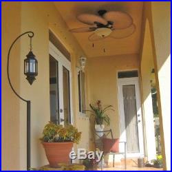 48 in. Indoor Outdoor Tropical Ceiling Fan Palm Blades Light Kit Natural Iron
