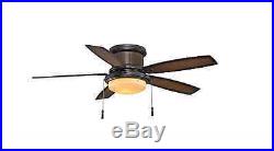 48-in Iron Outdoor Flush Mount Ceiling Fan with Frosted Light Kit 5 Blade Set