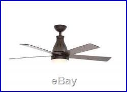 48 in. Oil Rubbed Bronze Indoor LED Ceiling Fan Remote Light Kit 4.5 in Downrod