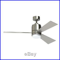 48in Brushed Nickel Downrod Mount Indoor Ceiling Fan Integrated Light Kit Remote