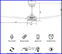 5 Blades Outdoor Smart Ceiling Fan with Dimmable Light Kit and 10-Speed DC Mot