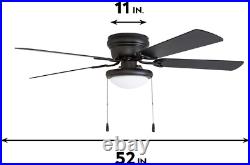 50251 Hugger 52 Matte Black West Hill Ceiling Fan with Bowl Light Kit