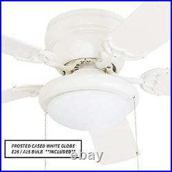 50254 Hugger 52 White West Hill Ceiling Fan with Bowl Light Kit