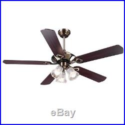 52' 5 Blades Ceiling Fan with Light Kit Antique Bronze Reversible Remote Control