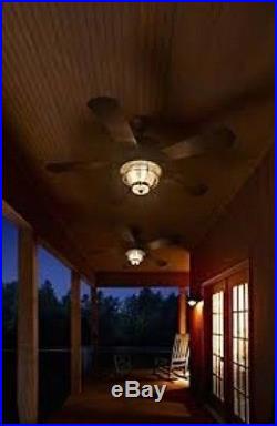 52 Aged Iron Outdoor Downrod or Flush Mount Ceiling Fan with Light Kit
