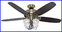 52 Antique Brass 4 Light Indoor Ceiling Fan with Light Kit