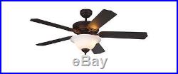 52 Bronze 3 Speed 5 Blade Indoor Ceiling Fan Light Kit Downrod or Close Mount