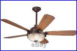 52 Bronze Patina 3 Light Indoor Ceiling Fan with Light Kit