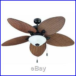 52 Brown Palm LED Indoor/Outdoor Ceiling Fan with Light Kit