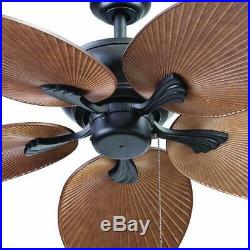 52 Brown Palm LED Indoor/Outdoor Ceiling Fan with Light Kit