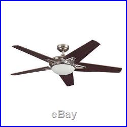 52 Brushed Nickel 2 Light Indoor Ceiling Fan with Light Kit