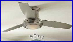 52 Brushed Nickel Ceiling Fan Indoor 3-Blades Glass Light Kit Remote Control