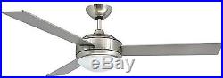52 Brushed Nickel Ceiling Fan with 2 Light Kit Remote Control Downrod
