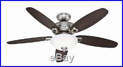 52 Brushed Nickel LED Downrod Mount Indoor Ceiling Fan with Light Kit