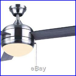 52 Brushed Nickel LED Indoor/Outdoor Ceiling Fan with Light Kit