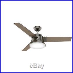 52 Brushed Slate 2 Light Indoor Ceiling Fan with Light Kit Reversible Blades