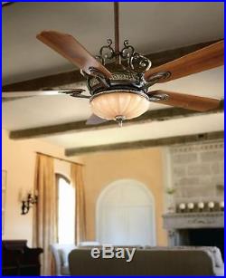 52 Ceiling Fan Light Kit Remote Flush Mount Indoor Decor 5 Blades Walnut Finish