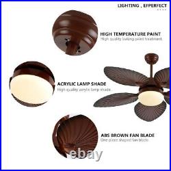 52 Ceiling Fan Tropical Palm Tree Leaf Light Kit 3-Color LED Lights withRemote