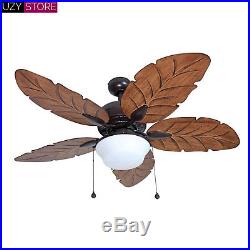 52 Ceiling Fan With Light Kit Downrod Bronze Palm Tropical Blade Indoor Outdoor
