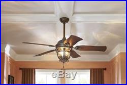 52 Ceiling Fan with Light Kit Aged Iron Outdoor Indoor Downrod or Flush Mount