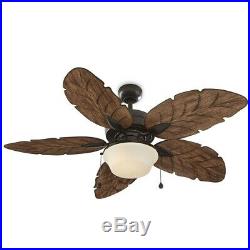 52 Ceiling Fan with Light Kit Indoor Outdoor Downrod Bronze Palm Tropical Blade