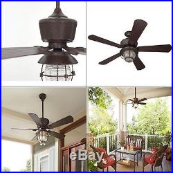 52 Ceiling Fan with Light Kit and Remote Bronze Antique Downrod Mount Indoor