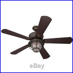 52 Ceiling Fan with Light Kit and Remote Bronze Antique Downrod Mount Indoor