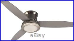 52 Ceiling Fan with Light Kit and Remote Brushed Nickel Flush Mount 3-Blade