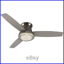 52 Ceiling Fan with Light Kit and Remote Brushed Nickel Flush Mount 3-Blade LED
