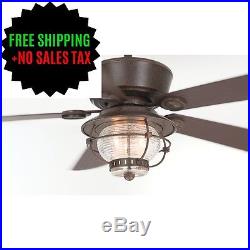 52 Ceiling Fan with Light Kit and Remote Downrod Mount Indoor Outdoor Bronze