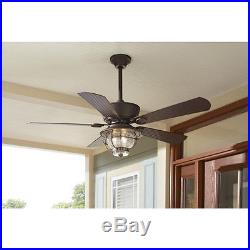 52 Ceiling Fan with Light Kit and Remote Downrod Mount Indoor Outdoor Bronze