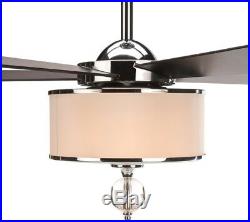 52 Ceiling Fan with Light Kit and Remote Downrod Mount Indoor Polished Chrome