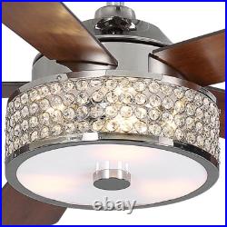 52 Fancy Chandelier Ceiling Fan + Remote Elegant Crystal Drum Light Fixture Kit