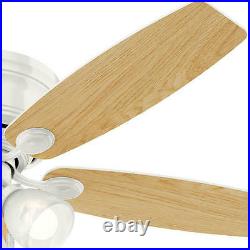 52 Fresh White LED Indoor Flush Ceiling Fan with Light Kit